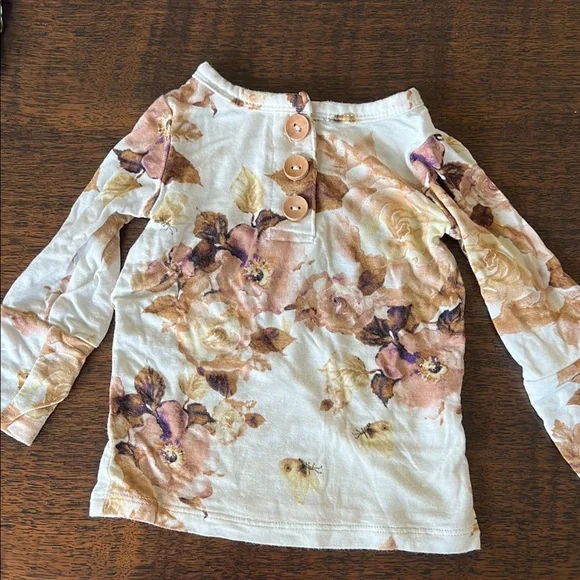 Floral Kids Pajamas Set - Cream and Brown - Picture 2 of 4